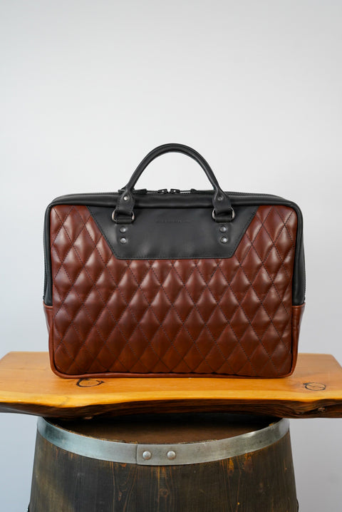 XL Business Bag (Diamond Stitch: Roasted Chestnut + Cigar Black)