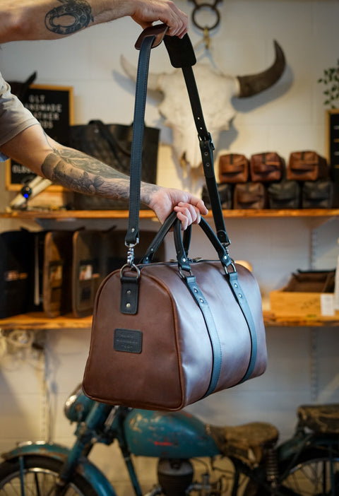 Overnighter Duffle (Dark Amber Harness + Flat Black Accents)