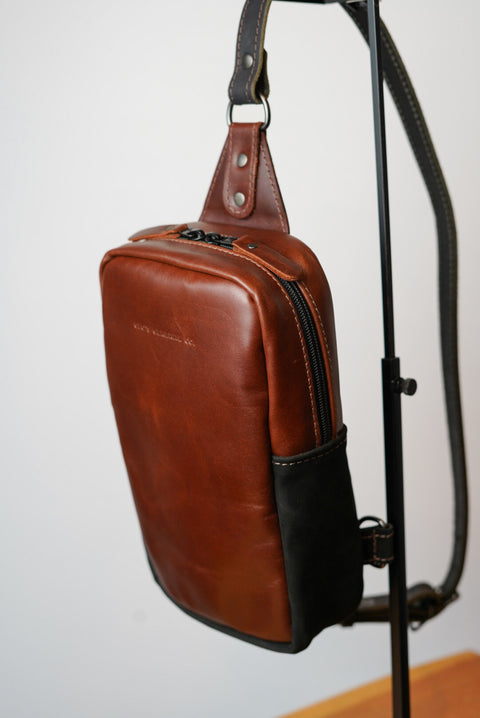 Sling Bag (Two Tone: Toasted Chestnut + Black Suede)
