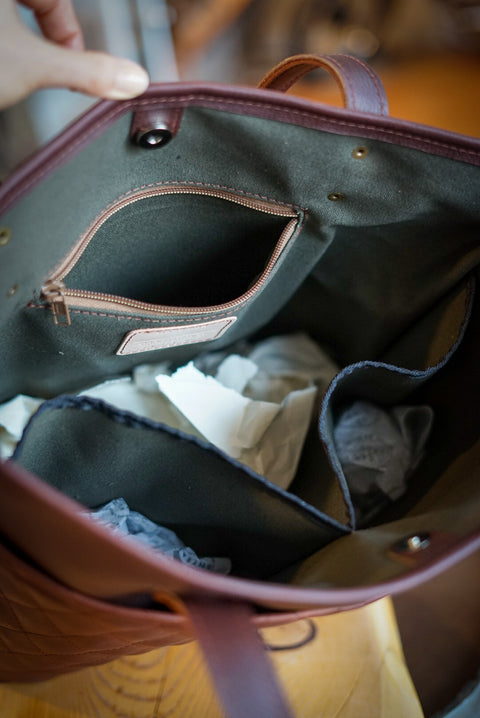 Tote Bag (Diamond Stitch: Pebbled Brown + Dark Amber Harness)