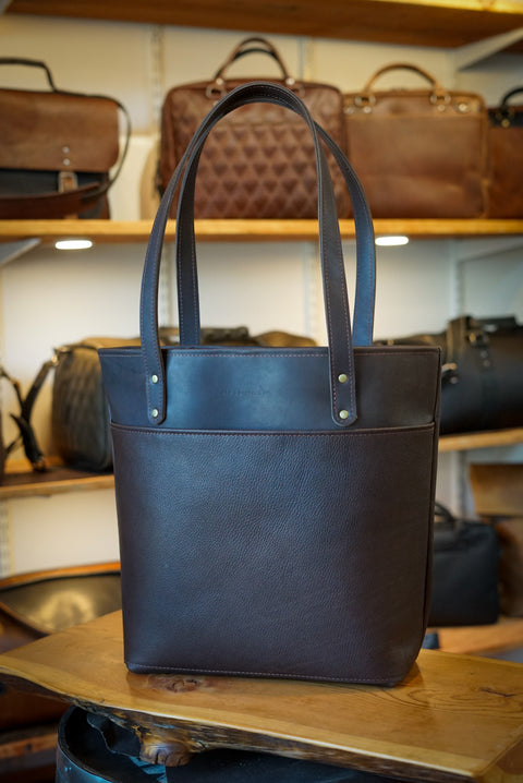 Tote Bag (Two Tone: Pebbled Cappuccino + Fleet Sienna Brown)