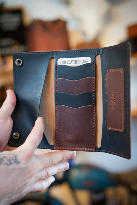 Trifold Long Wallet (Hardtimes Brown + Flat Black Accents)