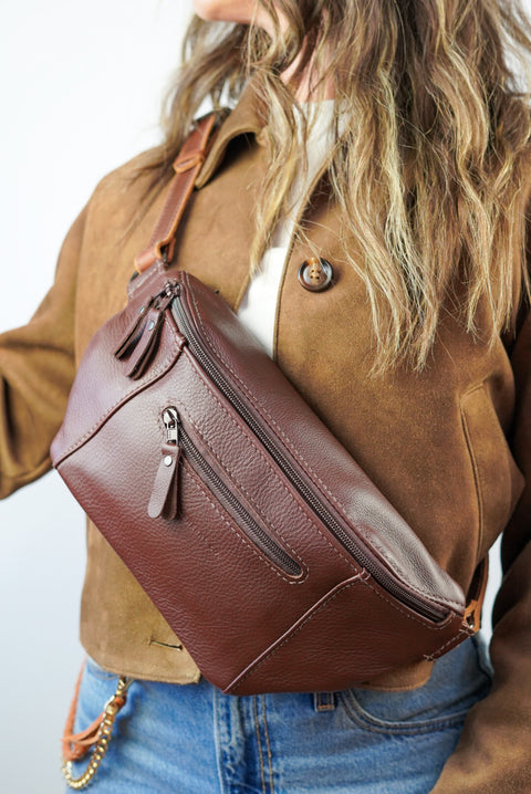 (NEW!) XL Crossbody Bag: (Pebbled Mocha Brown)