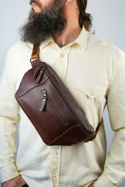 (NEW!) XL Crossbody Bag: (Pebbled Mocha Brown)