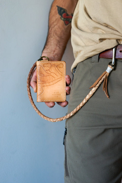 Hand-Tooled Mini Trucker Wallet + Four Strand Round-braided Lanyard (1 of 1)