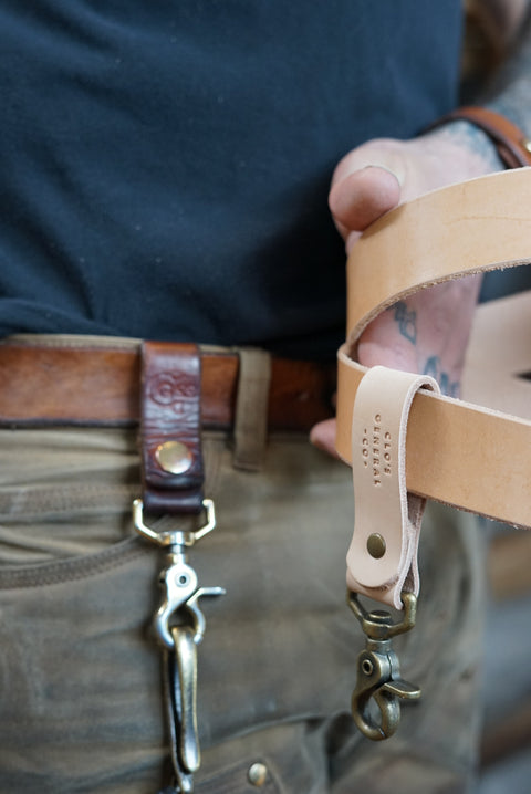 Full Grain high quality leather belt with key keeper handmade canada