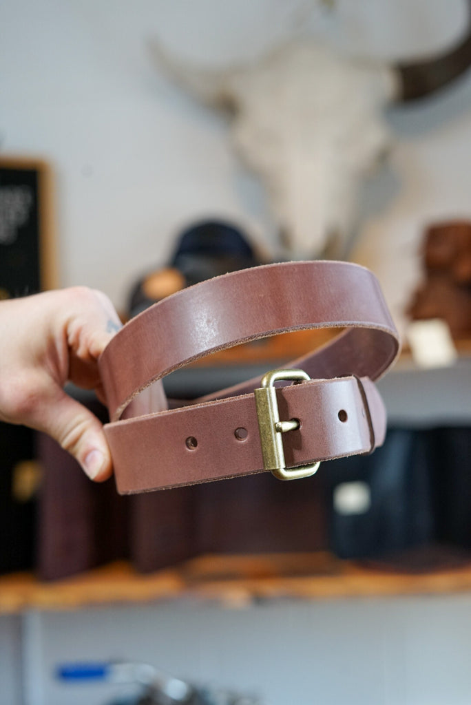 Full Grain high quality brown leather belt handmade edmonton canada