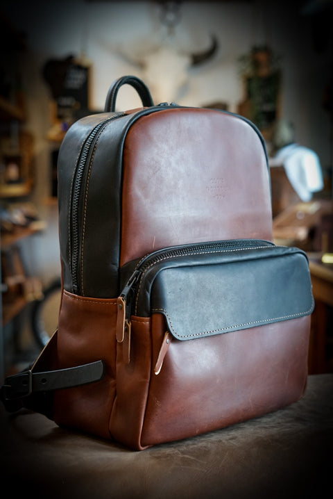 Commuter Backpack (Two Tone: Brown Body/Black Accents)