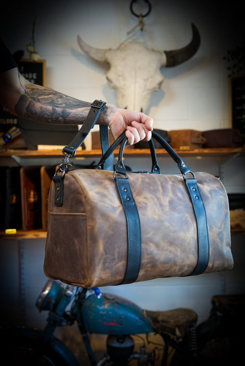 Overnighter Duffle (Tobbaco Brown/Flat black accents)