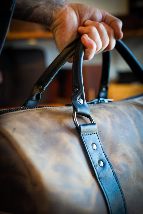 Overnighter Duffle (Tobbaco Brown/Flat black accents)