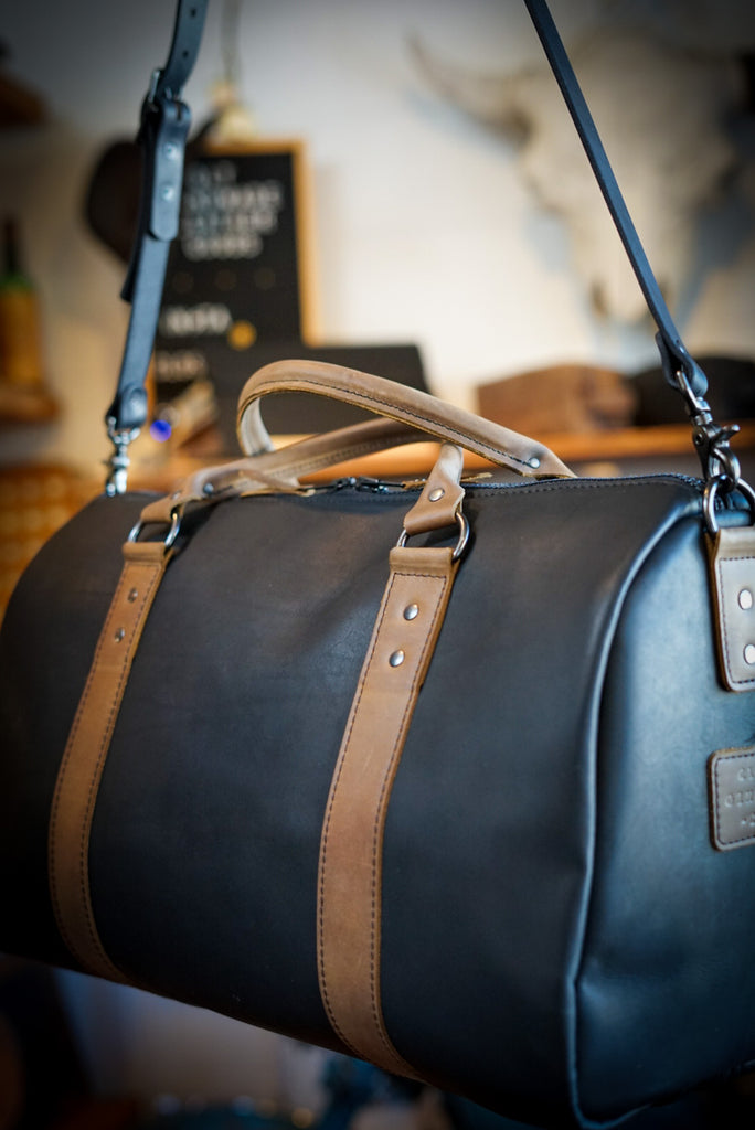 Overnighter Duffle (Flat Black/Rustic brown accents)
