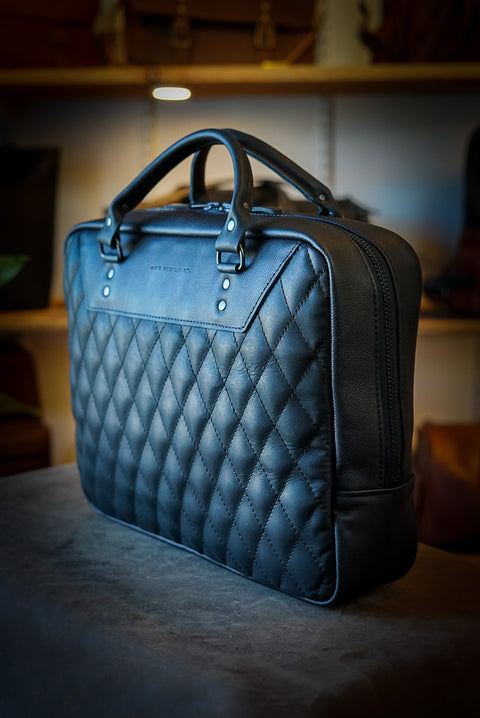 Business Bag (Diamond Stitch: Two Tone Flat Black + Pebbled Black)